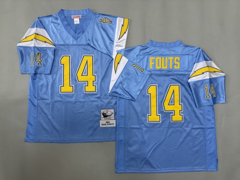 Men 2025 Los Angeles Chargers #14 Fouts Light blue Throwback Limited NFL Jersey style 001
